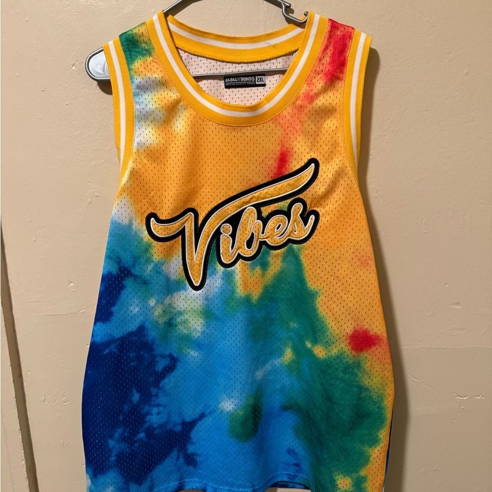 Rebel Minds Vibes Men's Tie-Dye Jersey - Yellow, Blue, Red 2xl